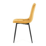 Židle jídelní, žlutá sametová látka, nohy černý kov