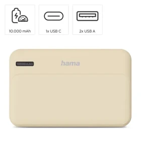 Hama Pocket 10 písková / Powerbanka / 10000 mAh / 2x USB-A / 5V / 2.1A (201773)