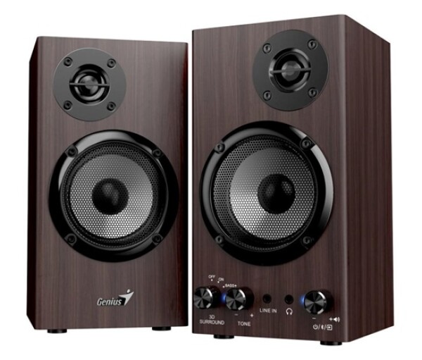 GENIUS Reproduktor SP-HF520BT, BT, 3.5mm jack, 20W, tmavé dřevo EDF_1561625