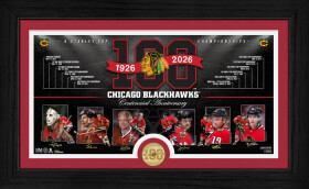 Highland Mint Sběratelská plaketa Chicago Blachawks NHL 100th bronze coin Timeline photo mint