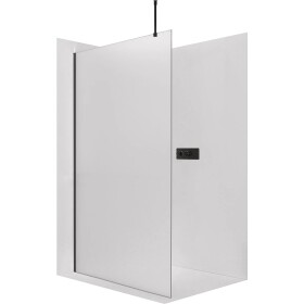CERANO Sprchová zástěna Walk-in Onyx Top Round L/P - 8 mm - kulatá vzpěra - černá matná, mléčné sklo - 30x200 cm
