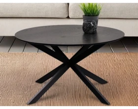Kulatý konferenční stolek Paul, 48 cm, černý jasan