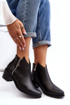 Kožené dámské kotníčkové boty na sloupku s nízkým svrškem a zipy černé Annaja 40