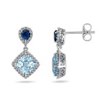 Stříbrné náušnice Swarovski Elements Corintia, stříbro 925/1000, Modrá