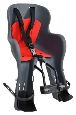 RULYT Přední cyklosedačka CALIFORNIA šedo-červená / Nosnost 15 kg / 9 měsíců - 4 roky / trubka 21-34 mm