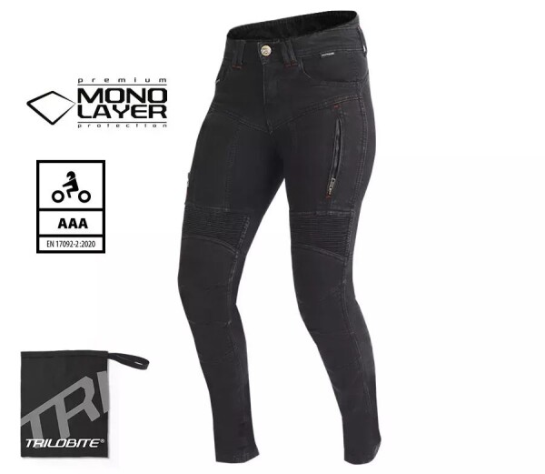 Dámské kalhoty na moto Trilobite Parado monolayer Aaa slim fit jeans black - 26 / černá