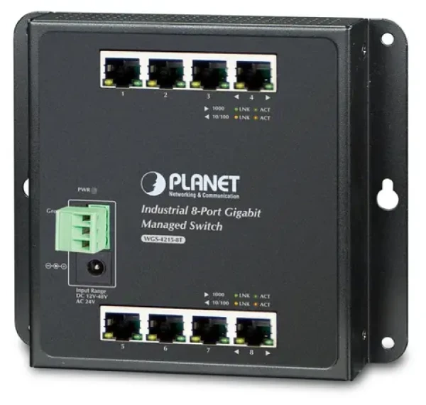 Planet WGS-4215-8T / Switch průmyslový / 8x 1000Base-T / L4 / IP30 / fanless / -40 až 75 °C (WGS-4215-8T)