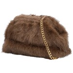 Stylová dámská plyšová crossbody kabelka Bateia, hnědá