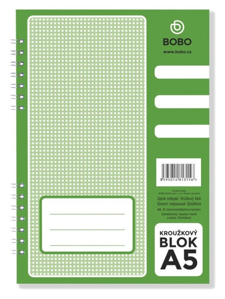 Blok s boční vazbou A5, čtvereček, 50 listů