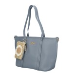 Trendy dámská koženková kabelka na rameno Felicia, světle modrá