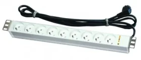Napájecí panel / 9x UTE / 1U / RAL7035 / 3m kabel (DP-RP-09-UTE)