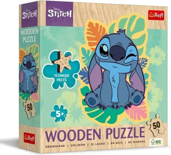 TREFL Dřevěné obrysové puzzle Stitch