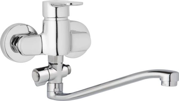 JB Sanitary Nástěnná umyvadlová a sprchová baterie MIRAM, rozteč 100 mm, otočný přepínač, bez příslušenství, S ramínko 300 mm M10 32 40