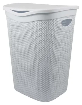 BELLI E FORTI Koš na prádlo RATA bílá / S víkem / 55 l / Plast / Imitace ratanu
