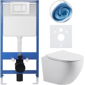 CERANO - Kompletní WC set Profi/Cesso - bílá lesklá - WC tlačítko Classic/Bílá - předstěnová instalace - 49x36 CER-8050BD79