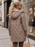 Dlouhá dámská prošívaná přechodová bunda, béžová, FashionStreet TY5866 XXL