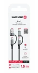 SWISSTEN Textilní datový kabel 4v1 60W USB-C/USB-A/Lightning 1.5m černá (74501102)