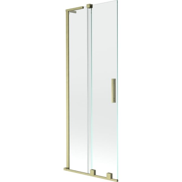MEXEN/S - Velar L dvoukřídlá posuvná vanová zástěna 70 x 150, transparent, zlatá kartáčovaná 896-070-003-01-55