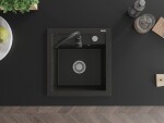 MEXEN/S - Vito granitový dřez 1-miska včetně baterie Telma, černá/zlatý metalik 6503-75-670200-70
