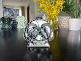Mandala Shih-tzu dekorace na stůl Barva: Šedá, Rozměr (cm): 10,5 x 11,5, Druh: Kartonová