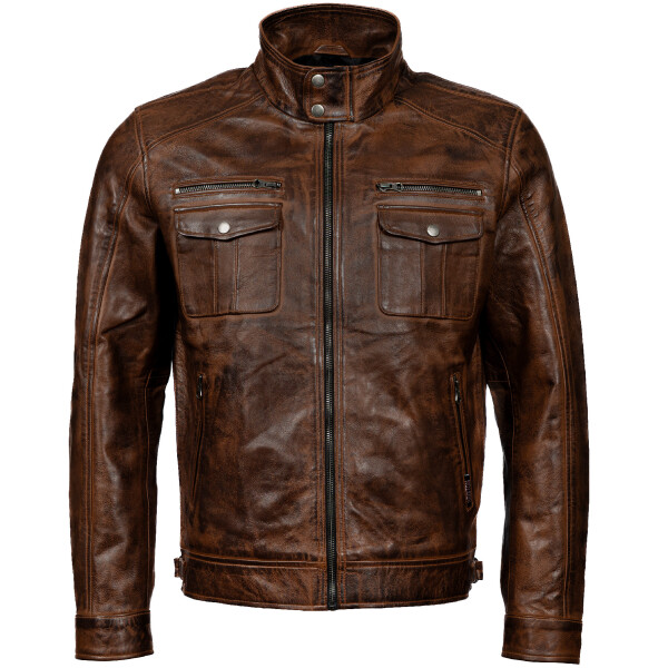 Pánská Kožená Bunda Zachary Rett Brixton Hnědá Velikost: 2XL