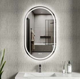 Erga Lyra, oválné LED zrcadlo 60x100cm, 3 barvy světla, přední a zadní osvětlení, vyhřívací podložka proti zapaření, ERG-V01-Lyra-6010-CL ERG-V01-LYRA-6010-CL
