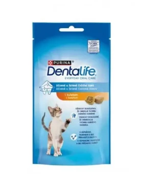 Purina Dentalife Cat s kuřetem 40 g / dentální pamlsky (8445291618596)