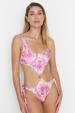 Trendyol Pink Tie-Dye Vzorovaný doplněk Detailní Plavky