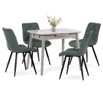 Židle jídelní, zelená látka, nohy černý kov