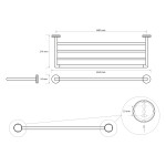 SAPHO - LARISSA polička na ručníky 600, černá/zlato mat WS028BG
