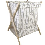 Strömshaga Skládací koš na prádlo Amelie, šedá barva, dřevo, textil