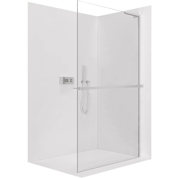 CERANO Sprchová zástěna Walk-in Onyx L-pravá vzpěra - 8 mm + polička/držák na ručníky - chrom, transparentní sklo - 150x200 cm