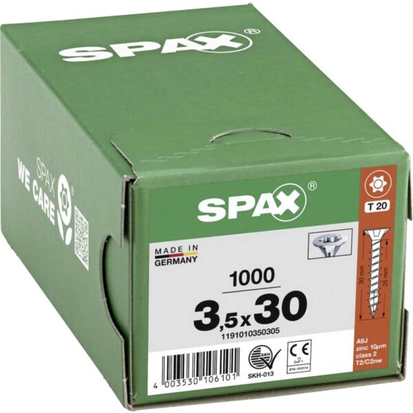 SPAX 1191010350305 R 88091 Senkkopf/T-STAR šroub do dřeva 3.5 mm 30 mm T-STAR plus ocel WIROX 1000 ks
