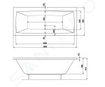 JIKA - Cubito Pure Vana 1800x800 mm, odpad uprostřed, bílá H2254200000001