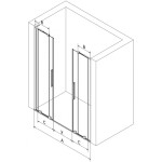 MEXEN/S - Velar L Duo posuvné sprchové dveře 170 cm, transparent, zlatá 871-170-003-02-50