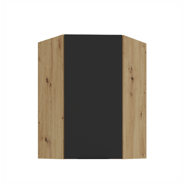 Horní rohová skříňka Aria 60x60 GN-90 1F (45°) Barva korpusu: Dub artisan, Barva dvířek: BL - Black AFM