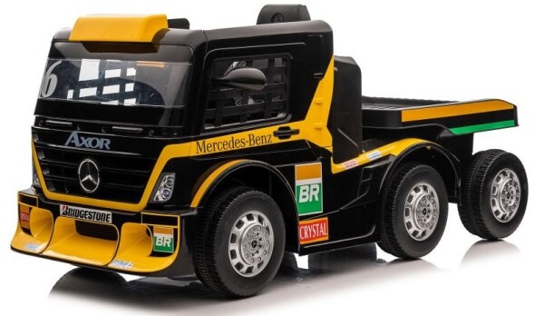 Mamido Dětský elektrický kamion Mercedes Axor LCD MP4 s návěsem žlutý