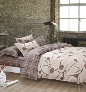 Béžové ložní prádlo se vzorem květů 2ks 70x80 cm (standard zdarma) Šířka: 200 cm | Délka: 220 cm