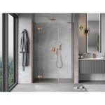MEXEN/S - Mist-H sprchové dveře křídlové levé 145, transparent, měď kartáčovaná 8A5-145-001-65-00-L