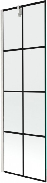 MEXEN/S - Next vanová zástěna FIX 60 x 150, černá vzor, nikl kartáčovaná 895-060-000-00-77-97