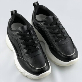 Černé dámské sneakersy metalickou lemovkou (BG-02) Barva: odcienie czerni, Velikost: XL (42)