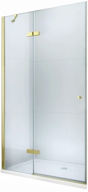 MEXEN - Roma sprchové dveře křídlové 80, transparent, zlatý se stěnovým profilem 854-080-000-50-00