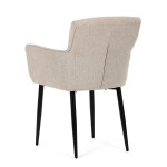 Židle jídelní, snadno čistitelná krémová látka, černý matný lak, kovové nohy