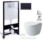 PRIM předstěnový instalační systém s černým tlačítkem 20/0044 + WC LAUFEN PRO LCC RIMLESS + SEDÁTKO PRIM_20/0026 44 LP2