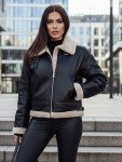 Dámská kožená bunda s ovčí kůží SHEREB black FashionStreet TY4756z XL