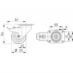 Tente Vysokozátěžové kolečko s polyuretanovým běhounem 125 mm, otočné s brzdou 1749
