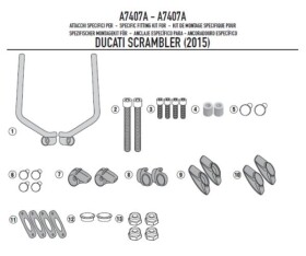 A7407A montážní sada pro plexi 7407A pro Ducati Scrambler 400/800 (15-23)