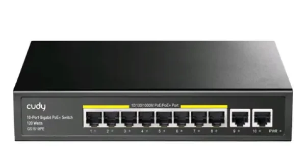 Cudy GS1010PE PoE switch / 8x PoE RJ45 / 2x RJ45 / 1000Mbps / 120W (GS1010PE)