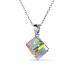 Elenys pozlacený náhrdelník Kostka s krystalem Swarovski® 18K bílé zlato