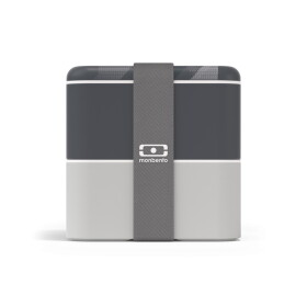 Monbento Svačinový box Monbento Square Graphic Grey 1,7 l, šedá barva, plast